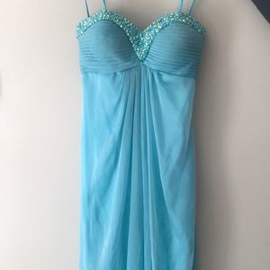 Blue Strapless Formal Dress